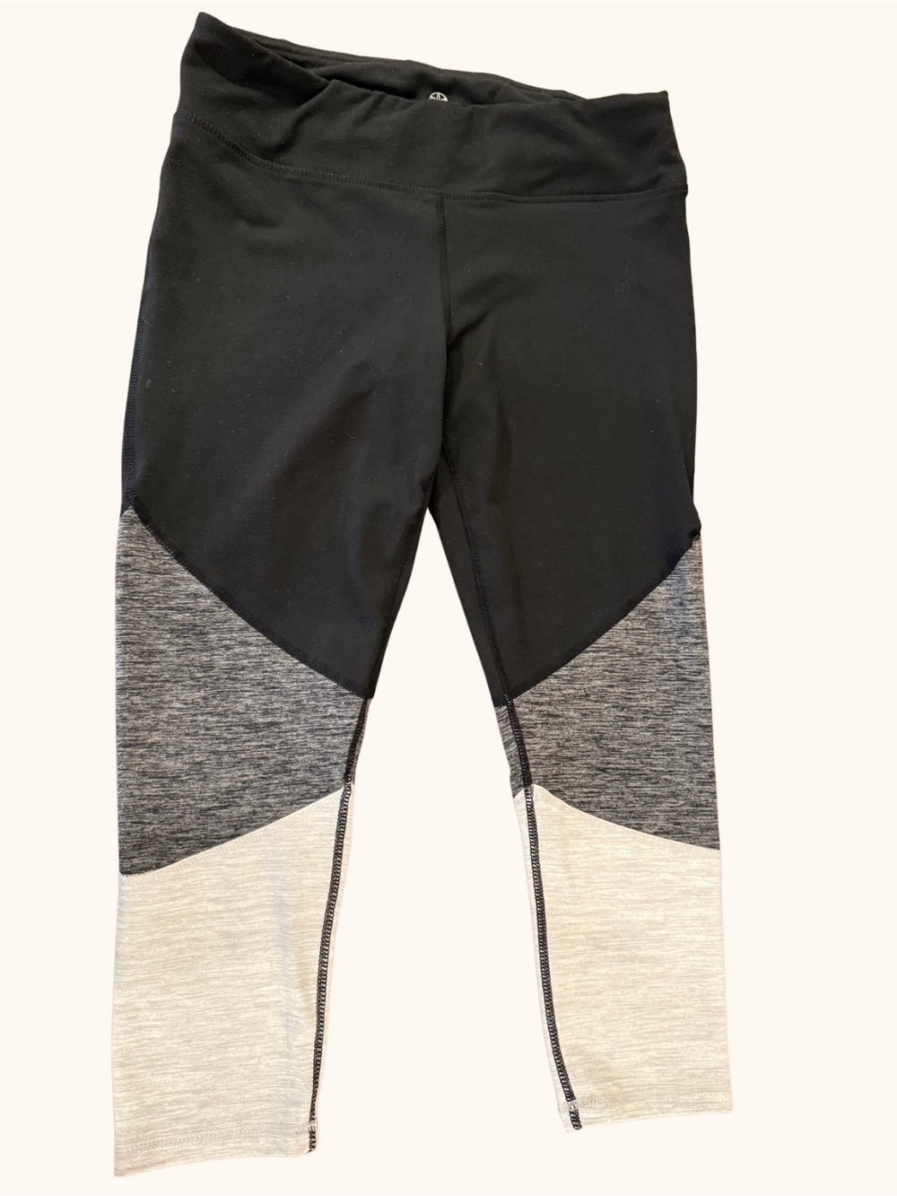 Colorblock Yoga Leggings Black Gray Size Large